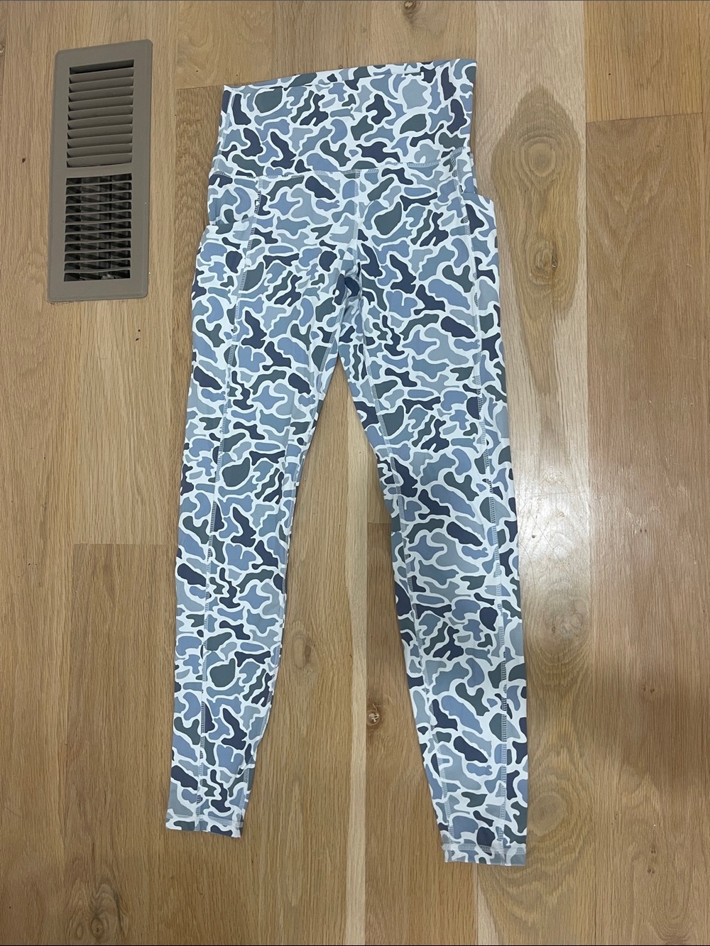 Gray, blue, & White Camo High-Waist Leggings